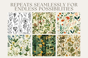 18 Botanical Illustrations Pattern