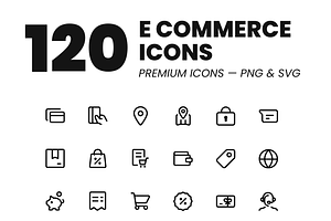 120 Modern E-commerce Shopping Icons, an Outline Icon by Icons Drop