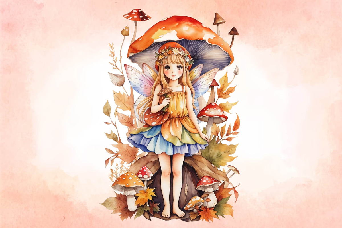 Autumn Fall Fairy Watercolor Clipart, a Seasonal Illustration by Craft Nest (Photo 3 of 5)