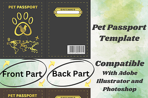 Pet Passport Editable Template, a Print Template by Illustrations By Azmira