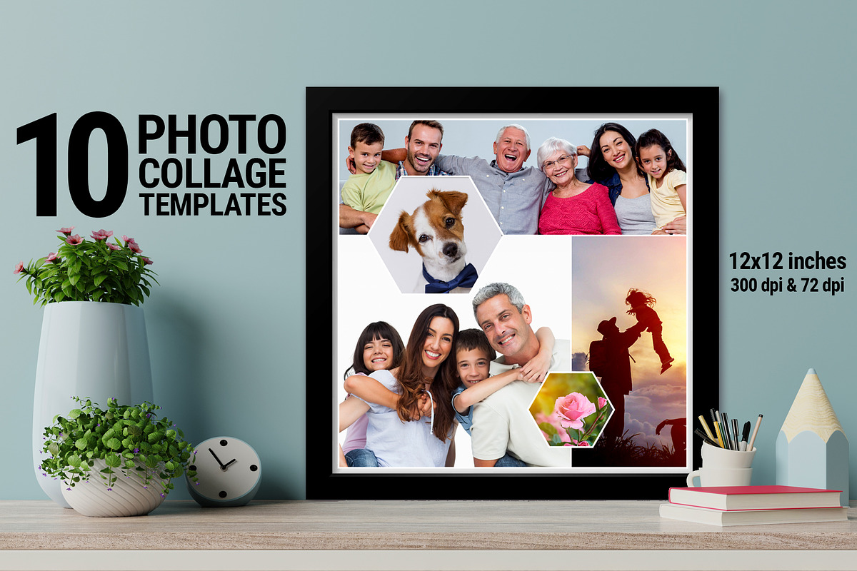 10 Square Photo Collage Templates, a Templates & Theme by DickyJiang Illustrations (Photo 1 of 4)