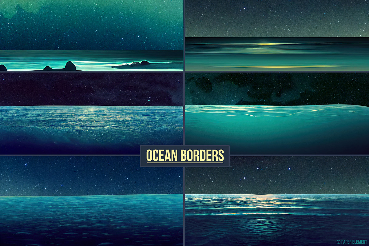 Ocean Border Clipart, Waves Clip Art, an Illustration by Paper Element (Photo 7 of 7)