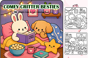 Comfy Critter Besties Cute & Cozy, an Animal Illustration by Design Zone