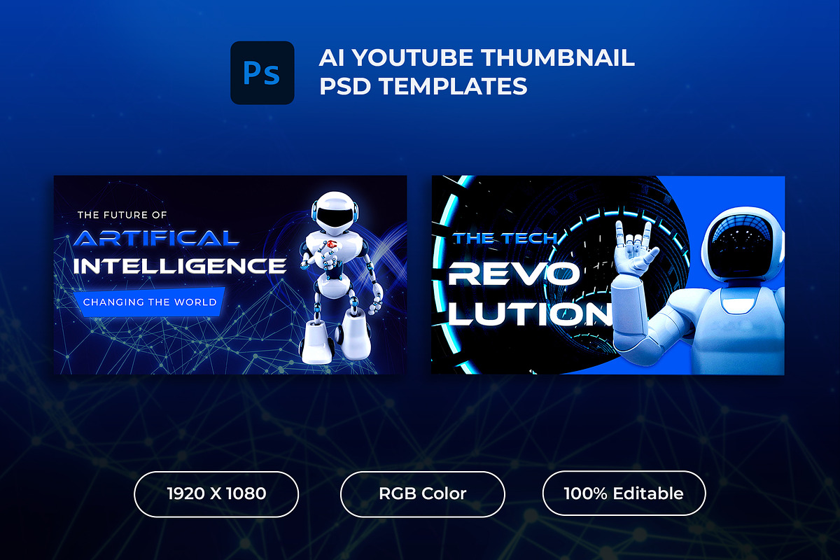 AI - YouTube Thumbnail Templates, a Social Media Template by Artnivora.Std (Photo 1 of 3)