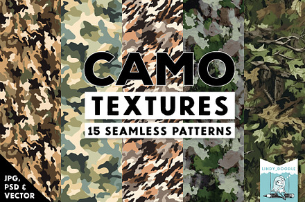 Camouflage Pattern Textures, a Pattern Graphic by Lindy_doodle