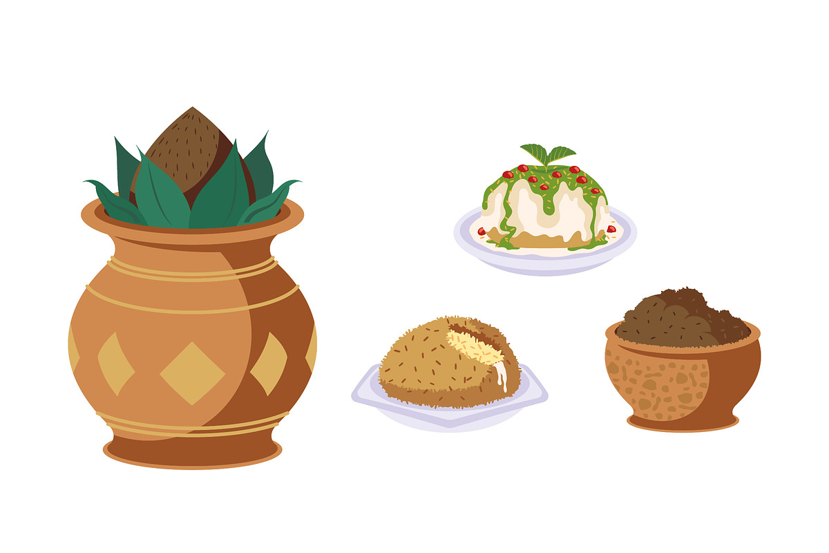 Traditional Indian Food Vector Set preview 2