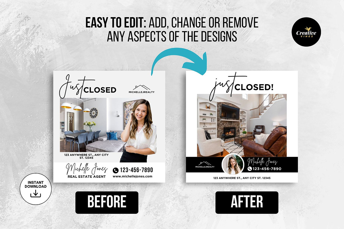 Just Closed Instagram Posts Canva, a Social Media Template by CreativeVinesStore (Photo 10 of 12)