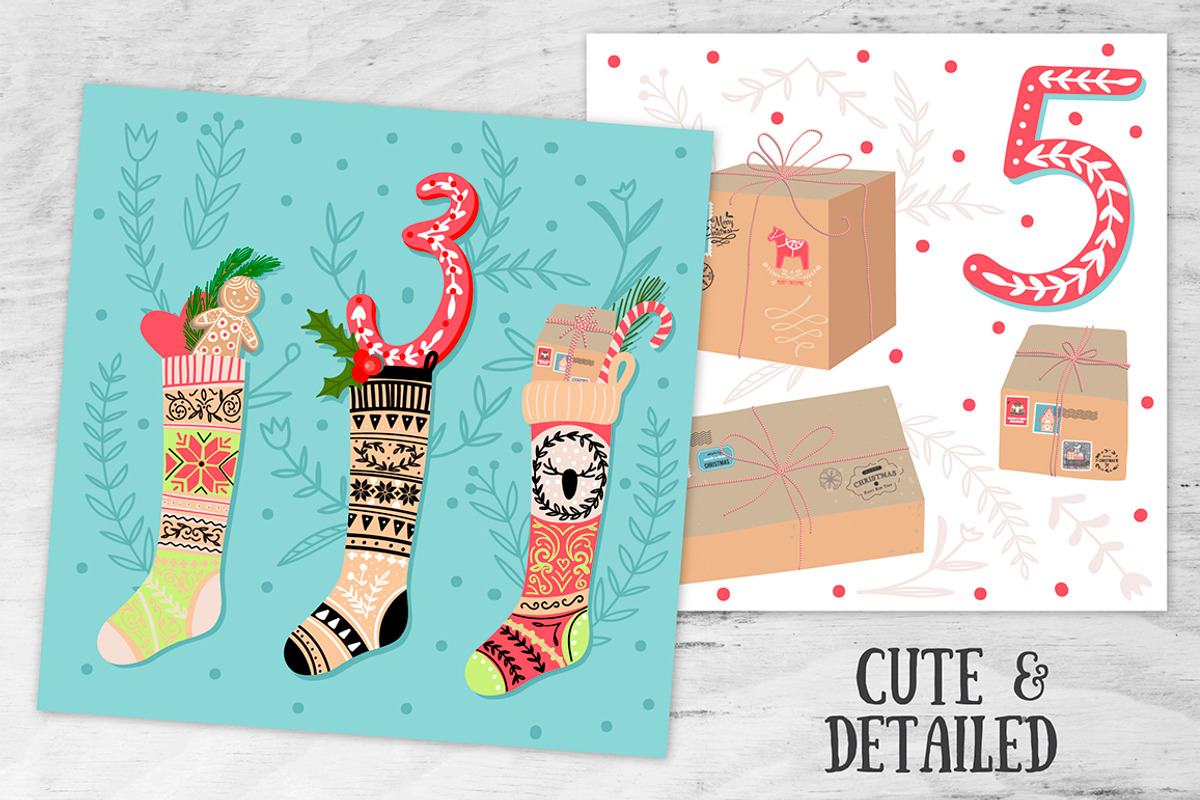 PRINTABLE Christmas Advent Calendar, a Decorative Illustration by Le Chernina (Photo 2 of 2)