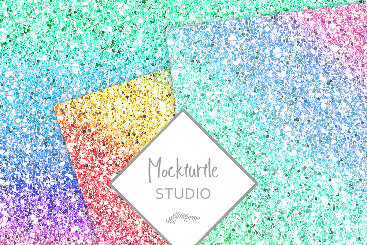 Rainbow Glitter Ombre digital paper, a Texture Graphic by MockTurtleStudio
