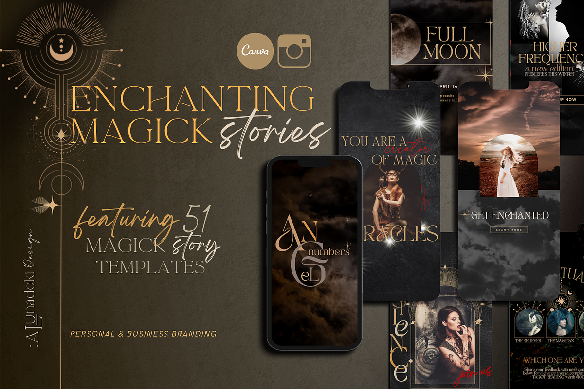 Witchy Spiritual IG Stories Canva, a Social Media Template by ALunadoki Design (Photo 1 of 8)