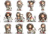 Easter Girl and Bunny Clipart, an Illustration by DreamArtGraphic (Thumbnail 3 of 4)