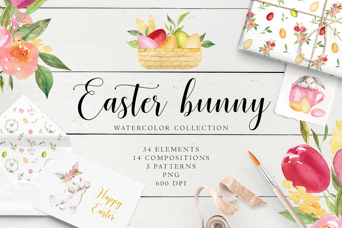 Watercolor Easter bunny, a Seasonal Illustration by LeriaArt watercolor (Photo 1 of 13)