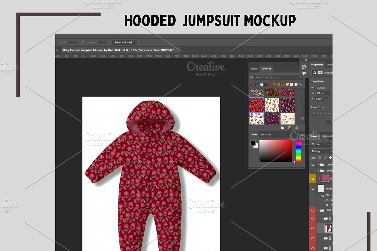 Baby Hooded Jumpsuit Mockup, a Hoody Mockup by Nora Gad (Photo 8 of 19)