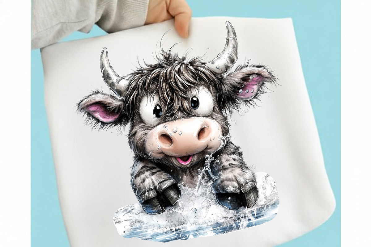 Whimsical Pool Day Highland Cow, an Illustration by designcity5 (Photo 4 of 5)