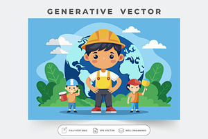 Cartoon illustration featuring child, a Graphic by Iftikhar Alam