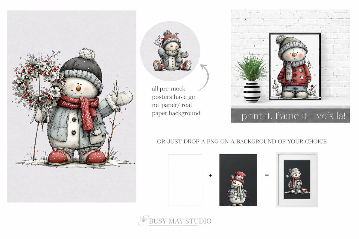 Cute Snowman, a Seasonal Illustration by CreationArt (Photo 4 of 9)