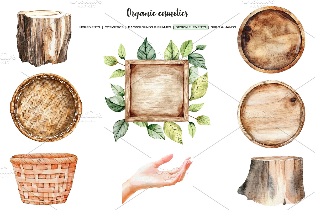 Watercolor organic cosmetic clipart, a Healthcare Illustration by Art and Funny (Photo 5 of 14)
