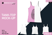Girl's Tank-Top Mock-Up Set, a Shirt Mockup by Freeman Studio (Thumbnail 1 of 9)