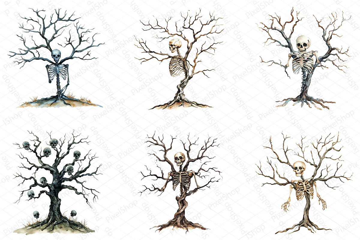 Collage Skeleton Trees Halloween Cli, an Illustration by DreamPrint404 (Photo 2 of 5)
