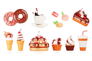 Sweet food 3d realistic render icon, a Food & Drink 3D Model by Marozhkastudio