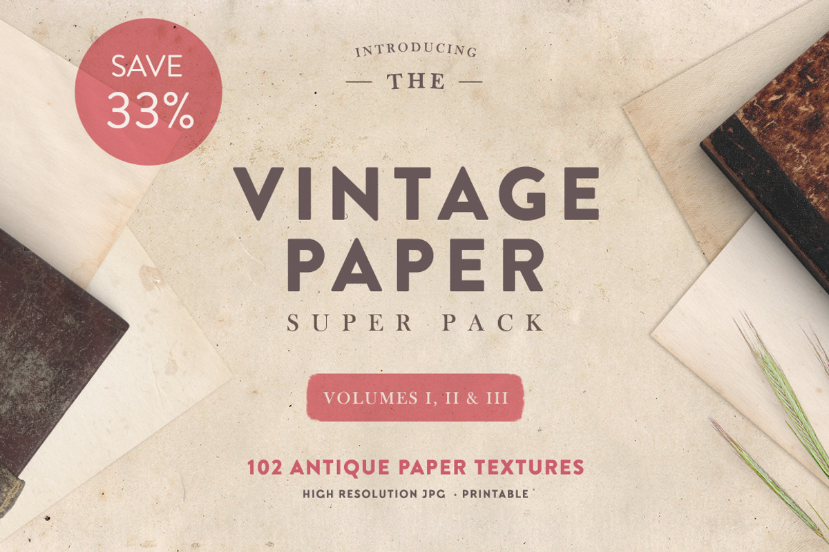The Vintage Paper Super Pack, a Texture Graphic by Greta Ivy (Photo 1 of 14)