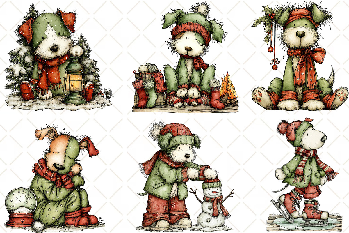 Whimsical Christmas Dog Clipart, an Animal Illustration by Black Bird Studio (Photo 2 of 6)