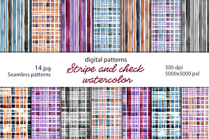 Patterns"stripe and check watercolor
