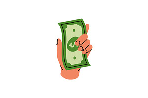A hand holding a dollar banknote, a Finance Illustration by GraphiShop