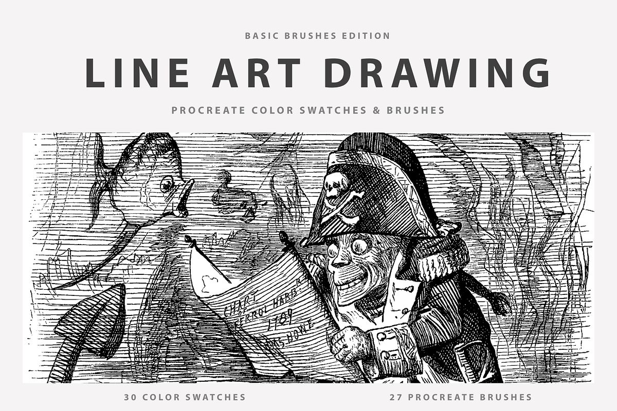 Line Art Drawing Procreate Brushes, a Brush Add-On by Digi Life (Photo 1 of 13)