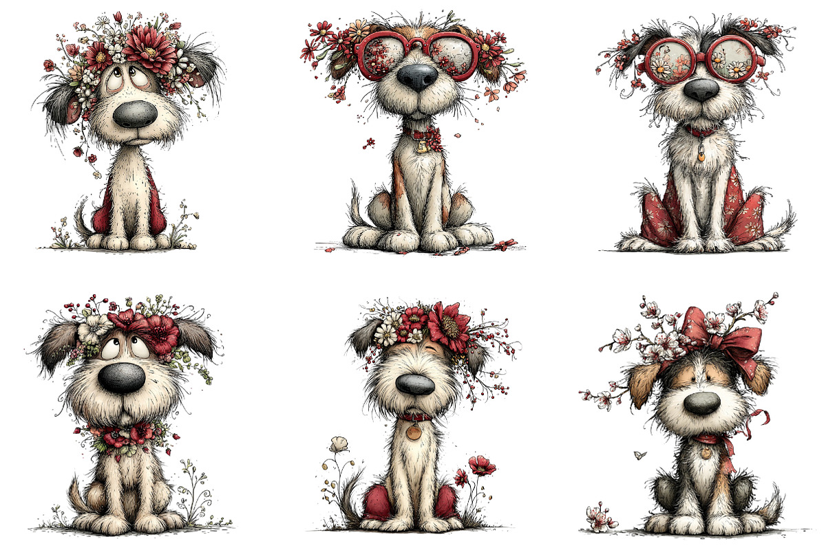 Whimsical Dog Spring Clipart, an Illustration by CraftArtStudio (Photo 5 of 6)