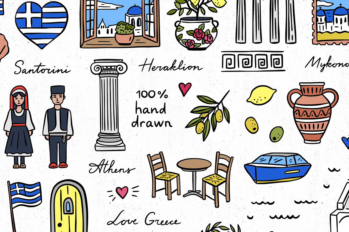 Greek Hand Drawn Illustration Pack, an Object Illustration by Redchocolate (Photo 2 of 8)