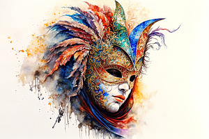 Watercolor Traditional Carnival Mask, an Arts & Entertainment Photo by Shootdiem