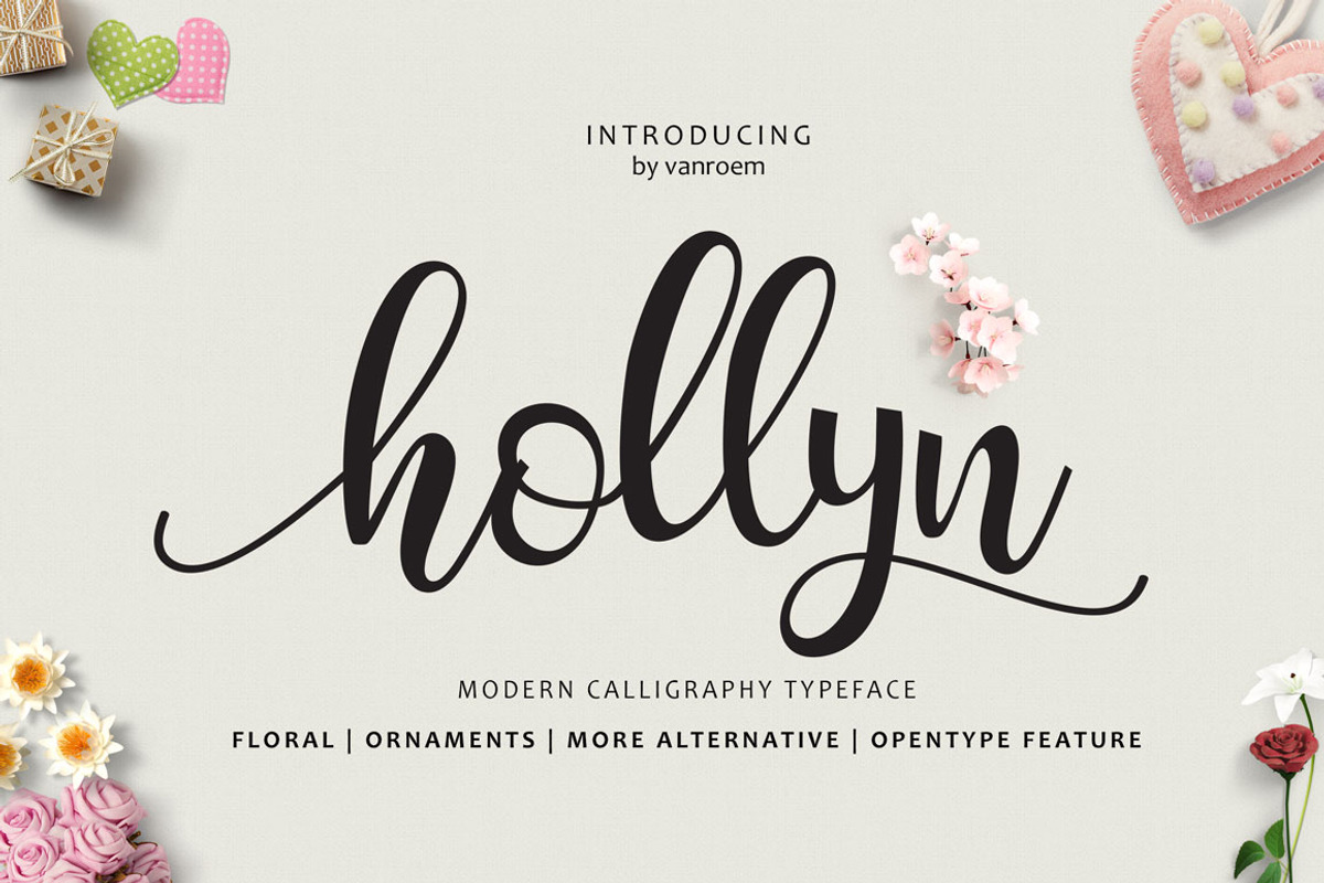 Hollyn + Extras, a Script Font by vanroem (Photo 10 of 11)