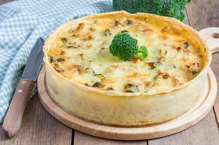 Quiche lorraine with chicken, mushrooms and broccoli, a Food & Drink Photo by iuliia_n