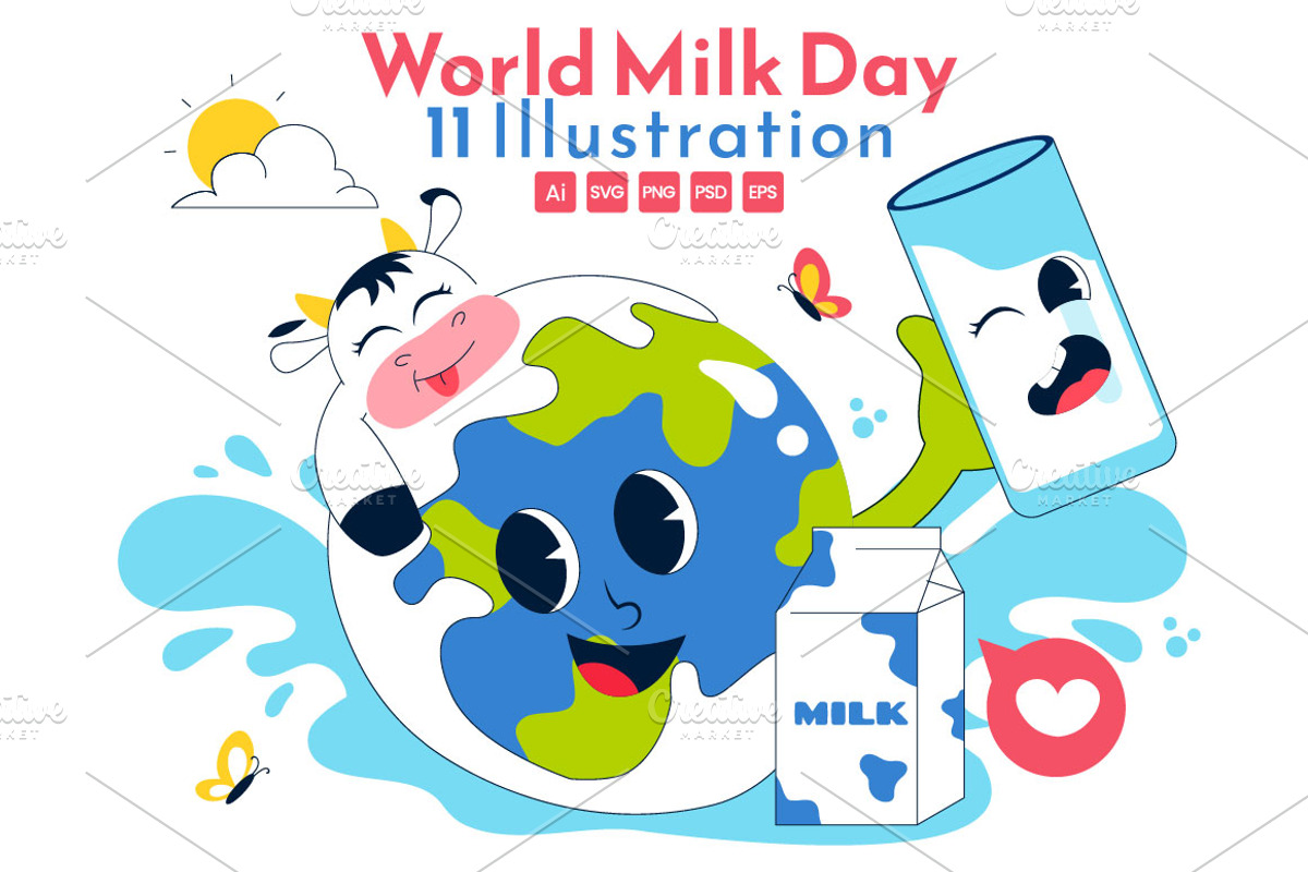 11 World Milk Day Illustration, a Food Illustration by denayunebgt (Photo 1 of 5)