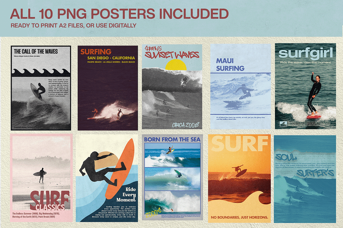Vintage Surf Posters – Editable PSDs, a Branding & Logo Template by Golden Vision Studio (Photo 6 of 7)