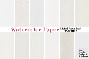 Watercolor Paper Texture Blank White, a Pattern Graphic by Fine Purple Elephant