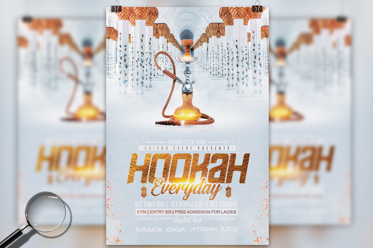 12 Hookah Flyers | Premium Bundle, a Flyer Template by GIGA-TEMPLATE (Photo 8 of 13)