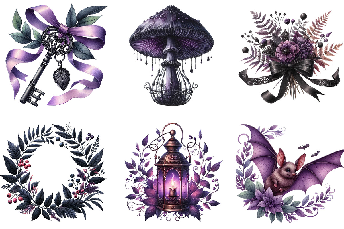 Black & Purple Autumn Clipart, an Illustration by DreamArtGraphic (Photo 6 of 7)