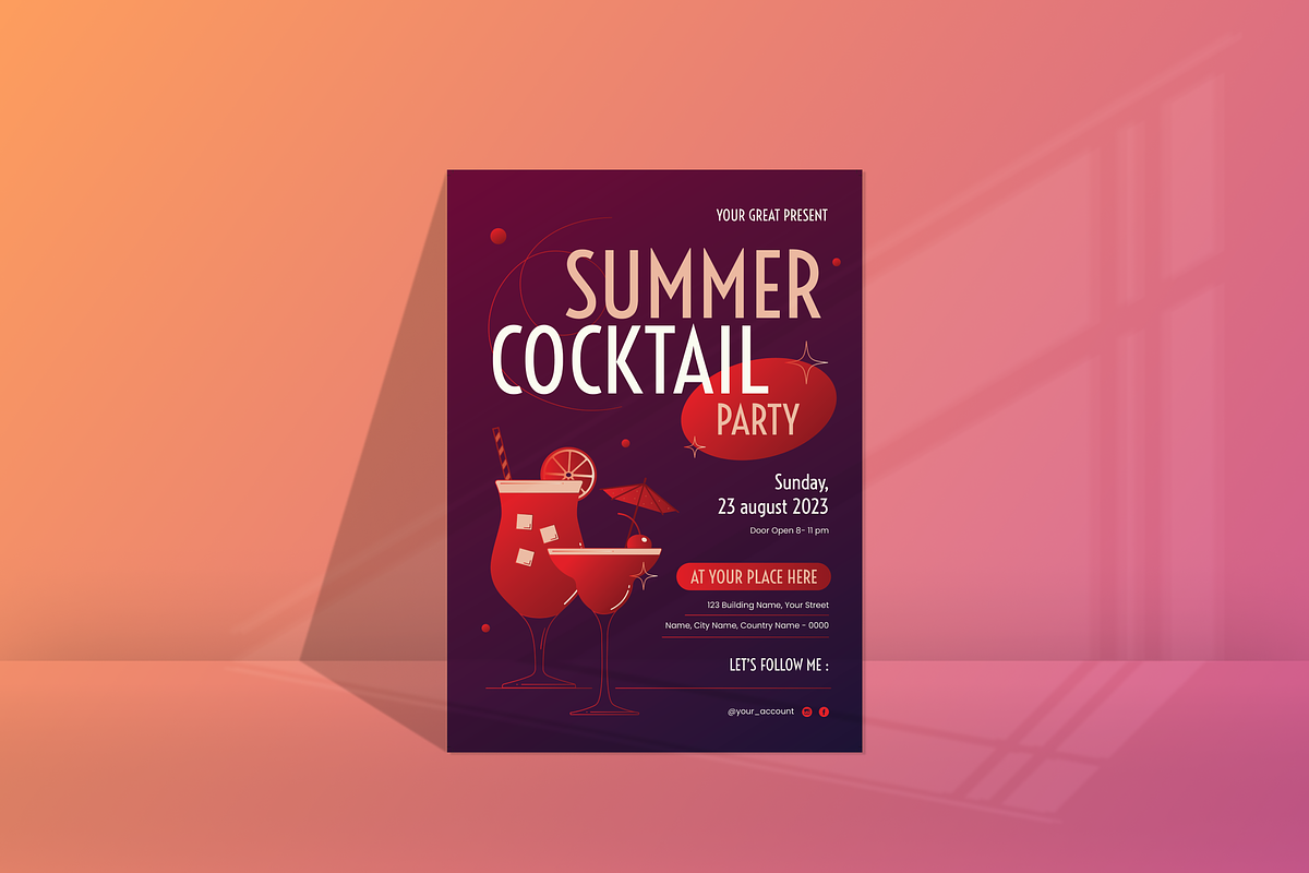 Summer Cocktail Party Flyer, a Flyer Template by SquidPixey (Photo 1 of 6)