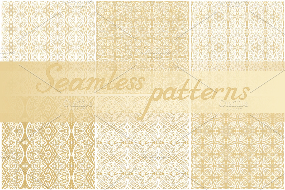 13 seamless golden laced patterns