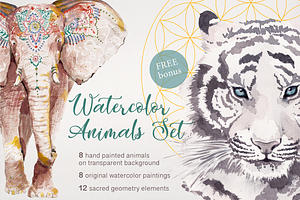 Watercolor Animals Set