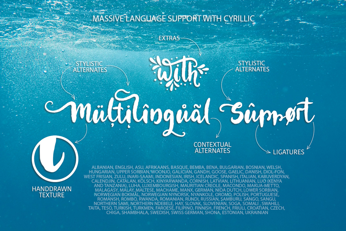 Coral waves. Font and clip arts. preview 4
