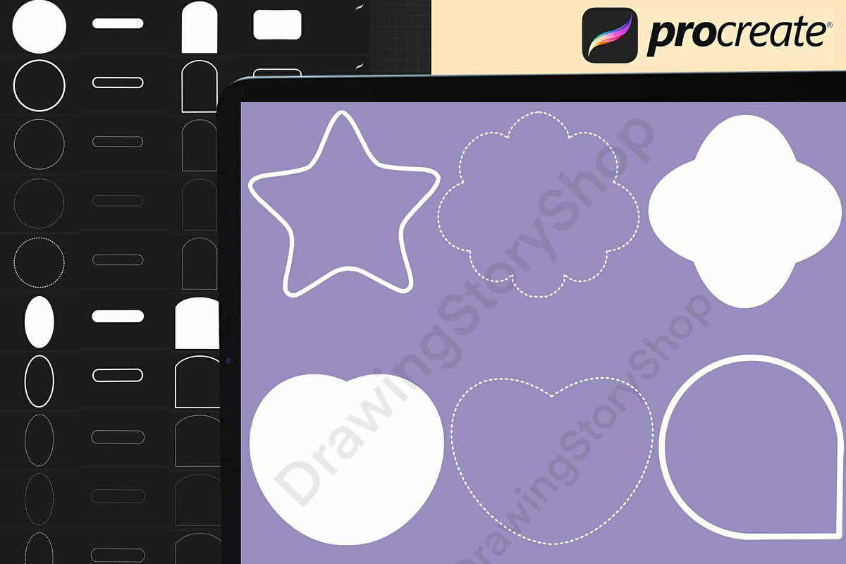 200 Procreate Round Shape Stamps, a Brush Add-On by DrawingStoryShop