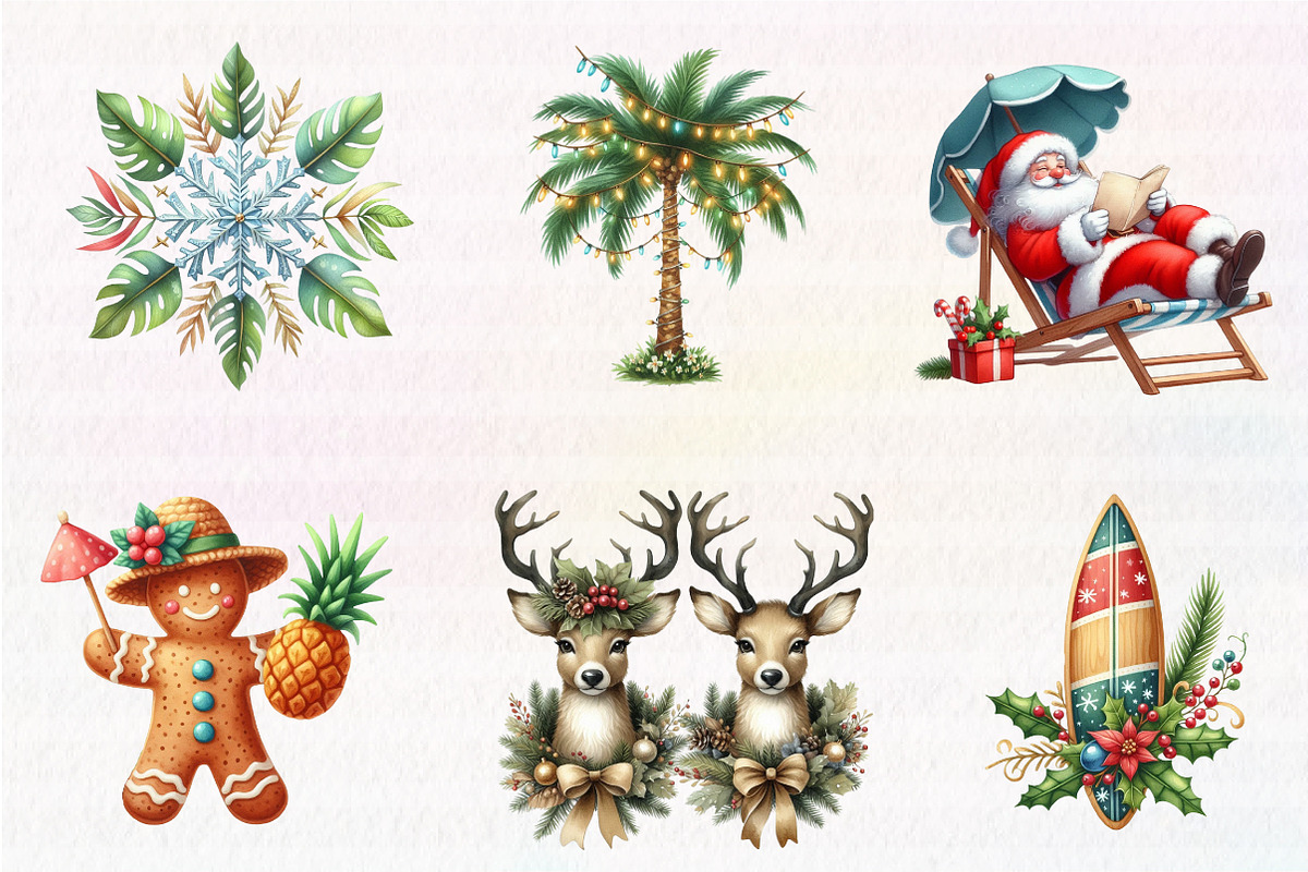 Tropical Christmas Clipart, an Illustration by CreationArt (Photo 4 of 5)