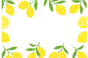 Flat lemon border. Citrus fruits and, a Food Illustration by GraphiShop