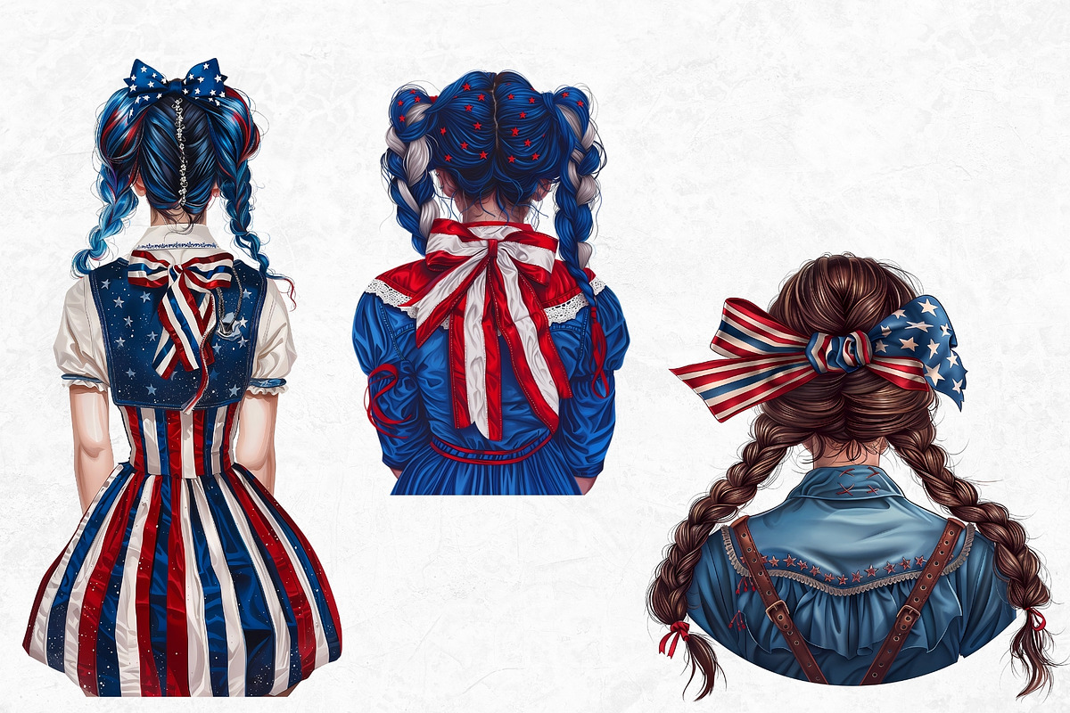 Patriotic Cowgirls Clipart Set, a Person Illustration by ThatsDesignArt (Photo 4 of 11)