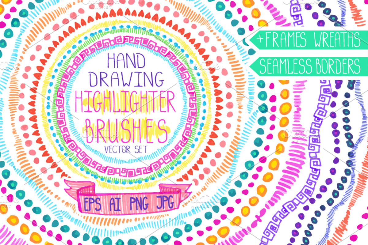 Highlighter brushes,bordes,wreath