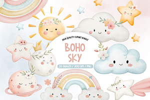 Sun Moon Star Nursery Clipart, an Illustration by TatiMockup