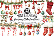 Christmas Clothesline Clipart PNG, a Seasonal Illustration by Designking (Thumbnail 1 of 5)